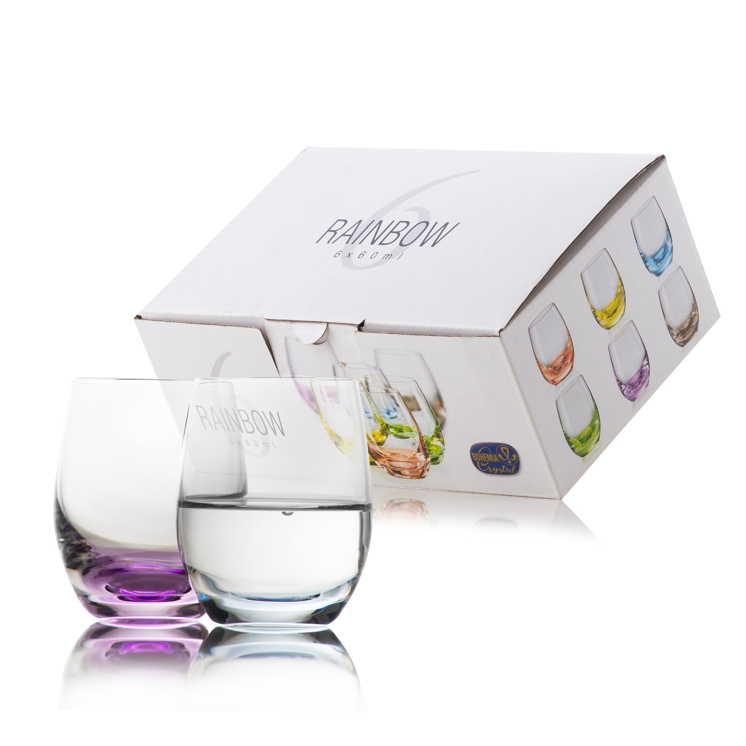 Rainbow colored Shot Glasses Set of 6 (2.2 oz)