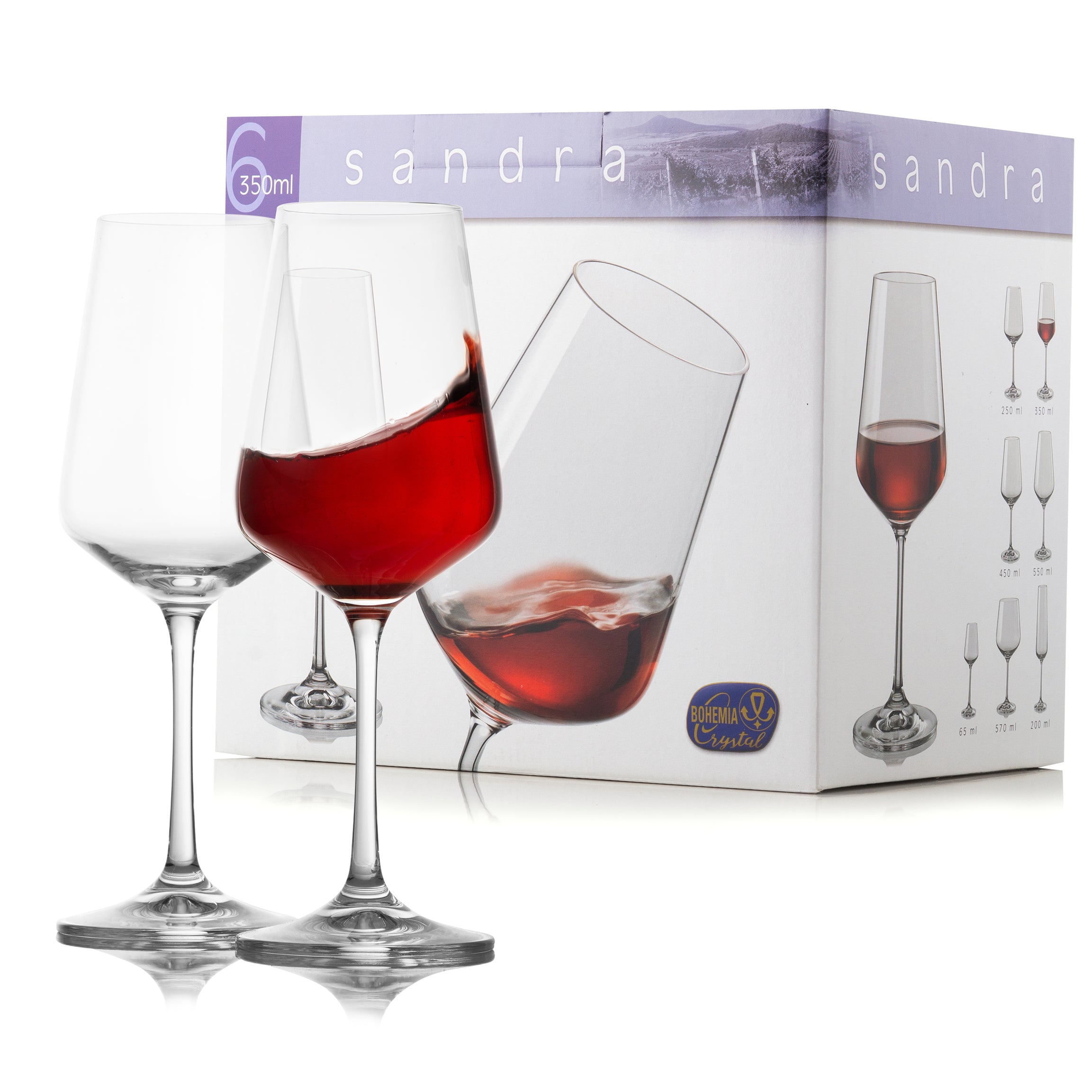 Sandra Red Wine Glasses Set of 6 (11.8 oz)