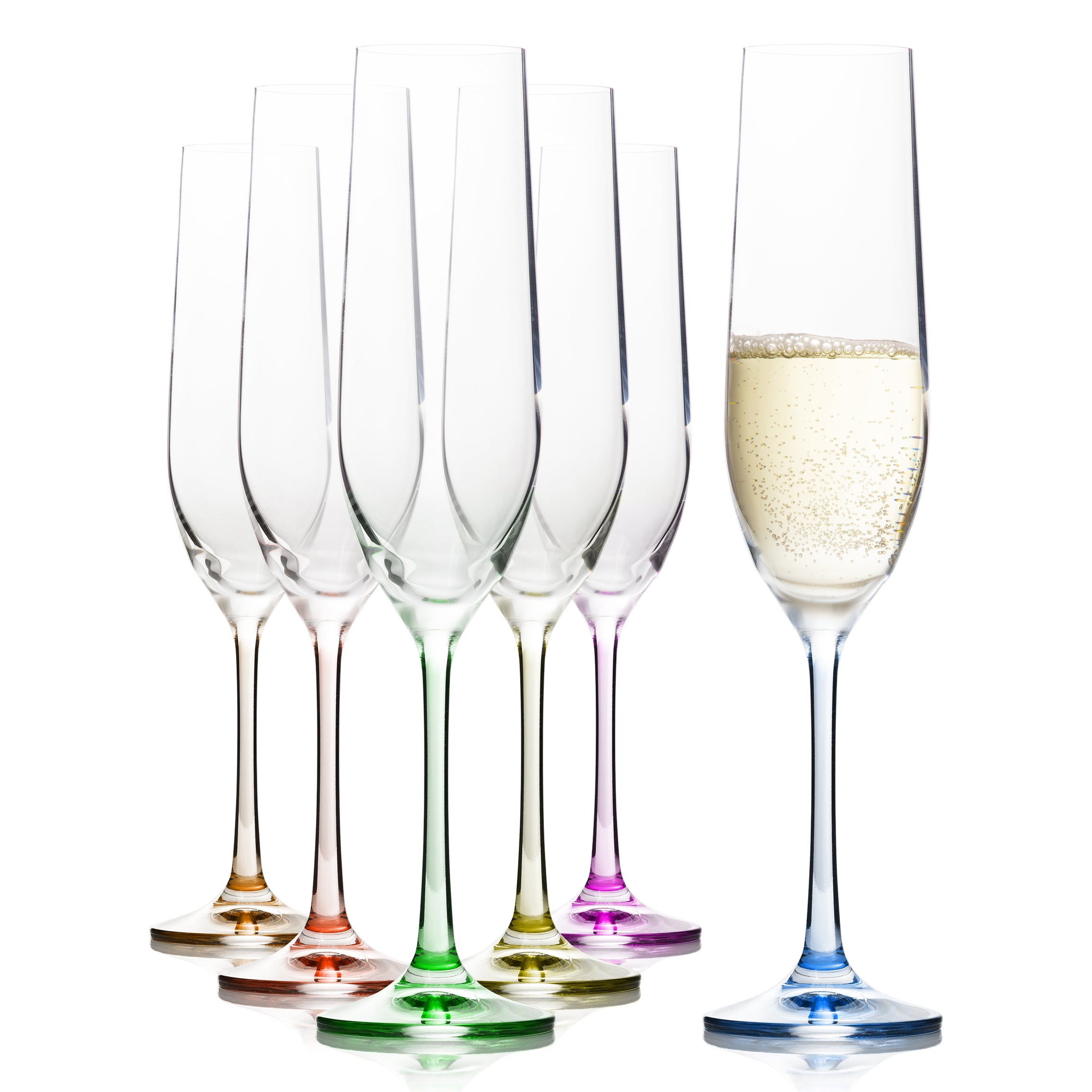 Rainbow Champagne Flutes Set of 6 (6.4 oz)