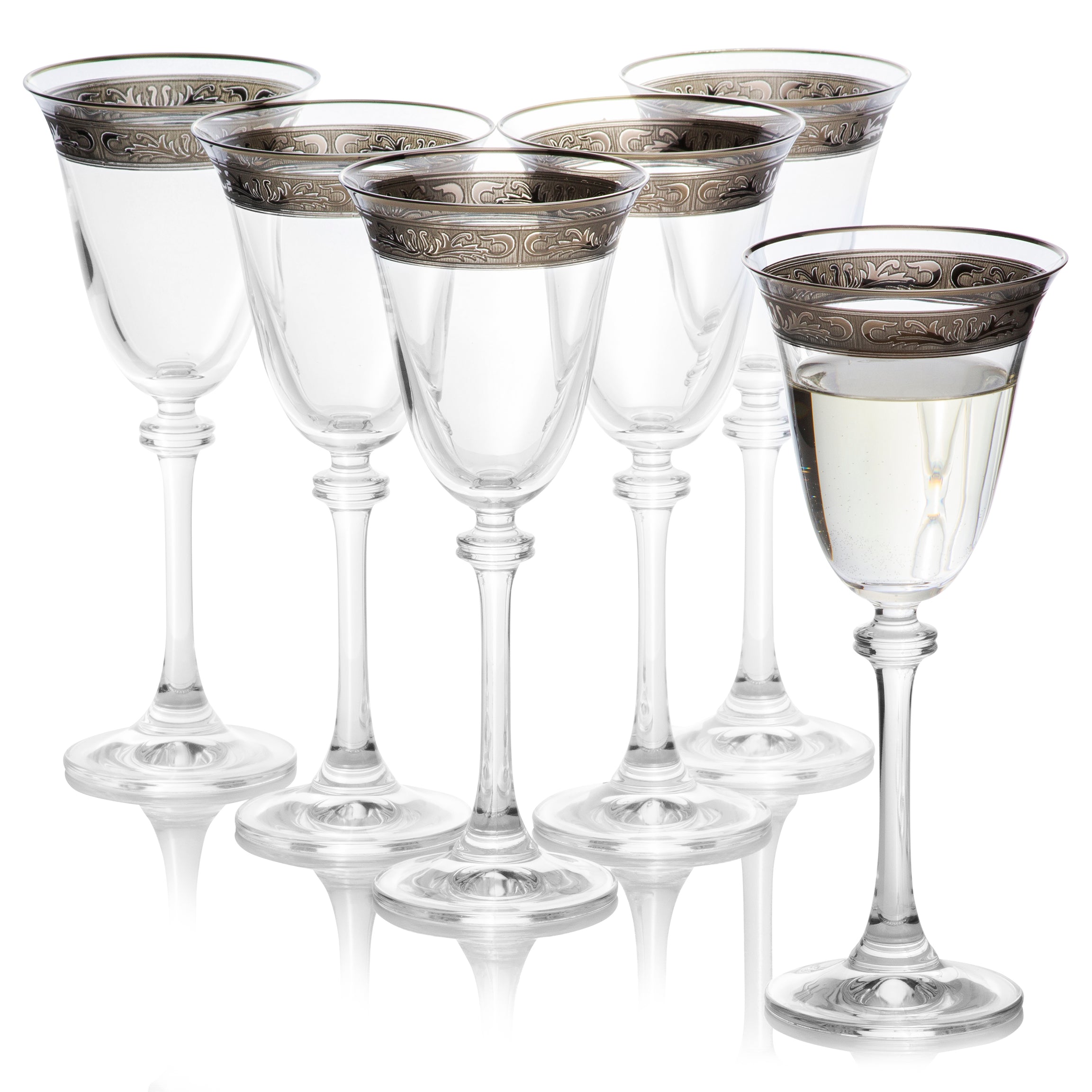 Alexandra Platinum Decor custom hand painted wine glasses set of 6 (6.2 oz)