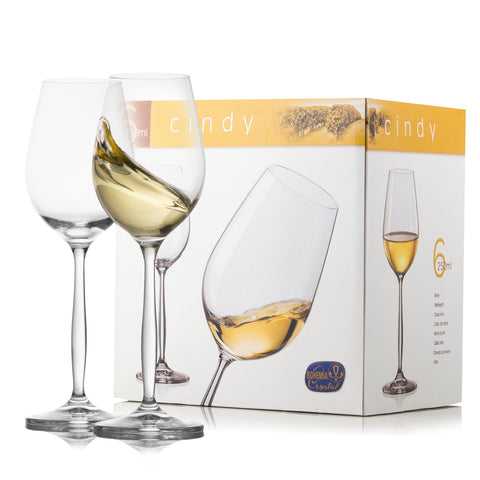Cindy White Wine Glasses Set of 6 Glass (8.4 oz)
