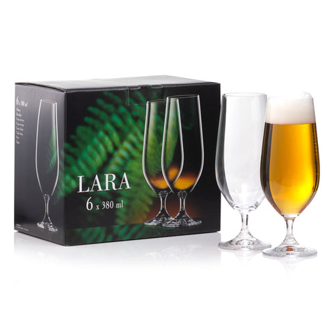 Lara Pilsner Beer Glasses Set of 6 (12.8 oz)