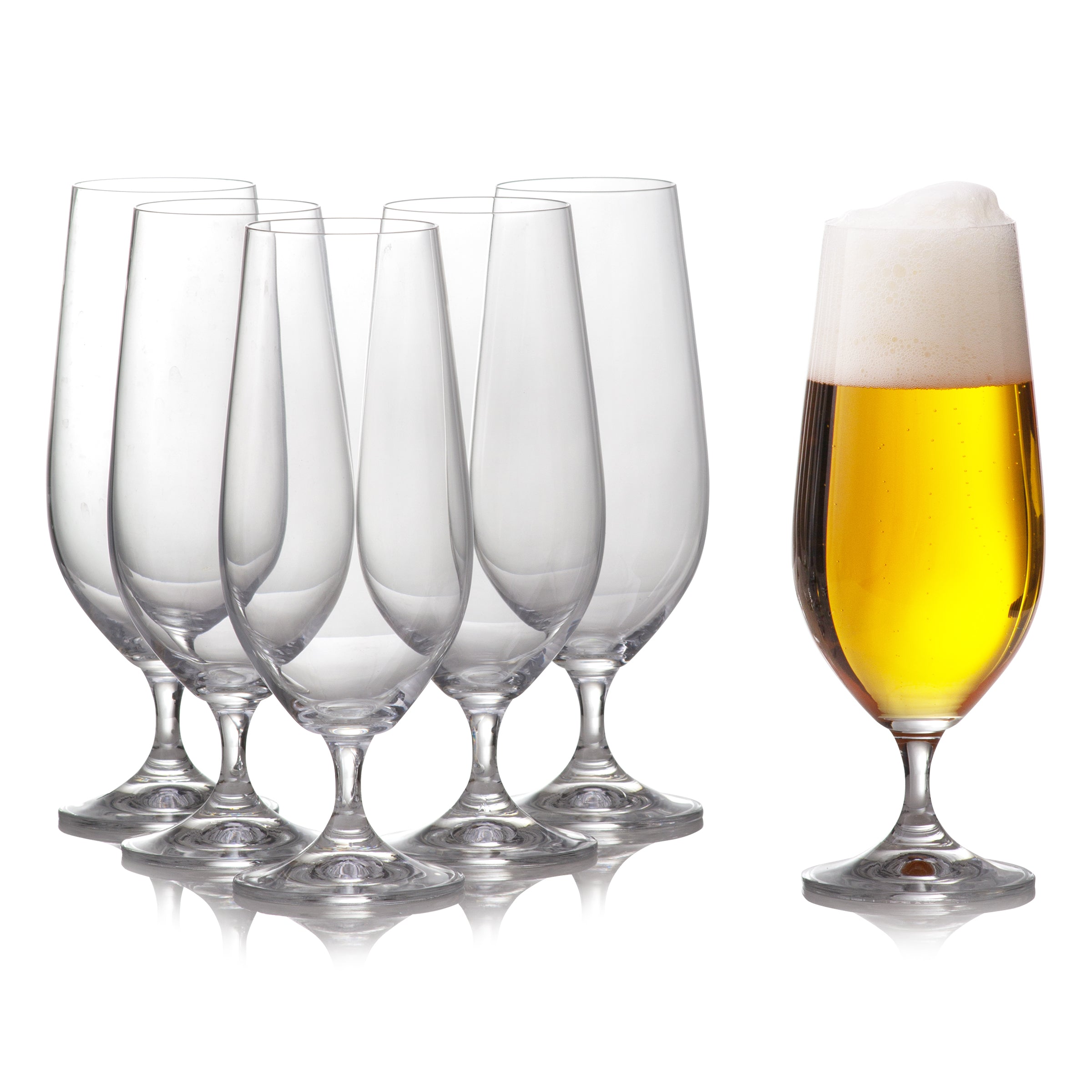 Lara Pilsner Beer Glasses Set of 6 (12.8 oz)