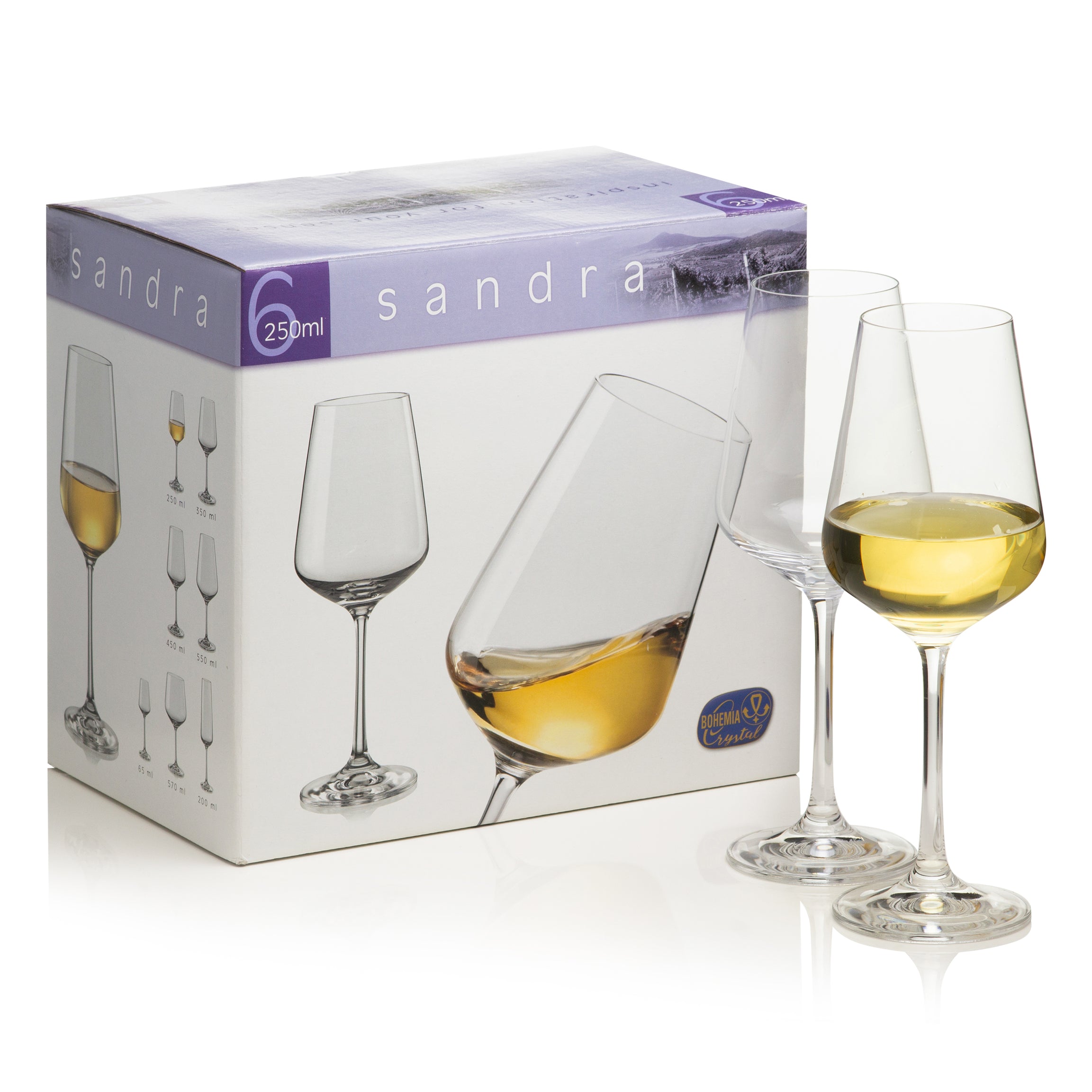 Sandra White Wine Glasses Set of 6 (8.4 oz)
