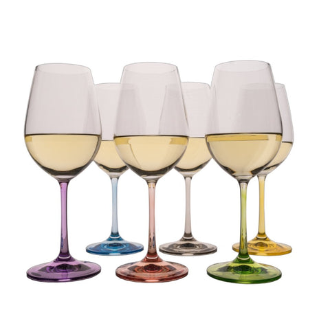 Rainbow colored Wine glasses Set of 6 (11.8 oz)
