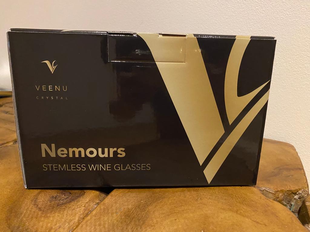 Veenu Crystal Nemours Stemless Red Wine tumblers set of 2 (16.9 Oz)