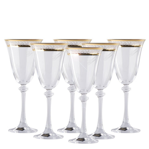Alexandra Gold decor White Wine Glasses Set of 6 (8.4 oz)