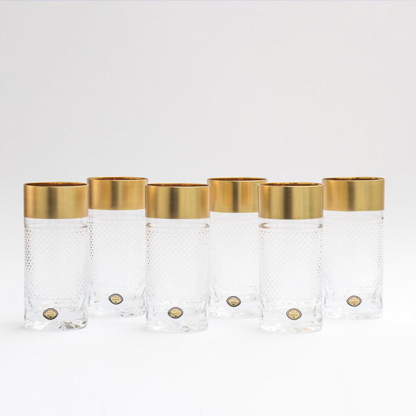 Bohemia Crystal Gold Decor Tumblers Exclusive Set of 6 (11.8 oz)
