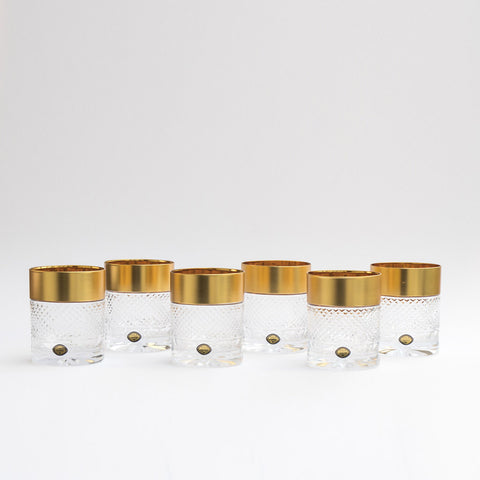 Bohemia Crystal Gold Decor Whiskey Tumblers Exclusive Set of 6 (10.8 oz)