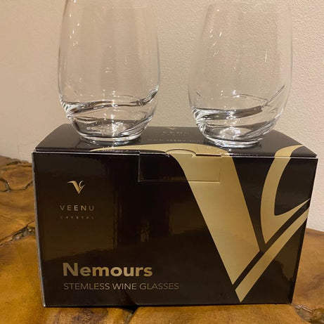 Veenu Crystal Nemours Stemless Red Wine tumblers set of 2 (16.9 Oz)